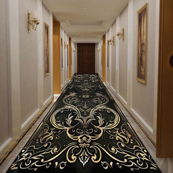 Alfombra De Pasillo Dorada De Lujo Antideslizante Alfombras Largas De Pasillo Lavable Felpudo De Entrada De Porche Alfombras De ÁRea Para Sala De Estar Hogar Pasillo 160*200Cm Brown-image