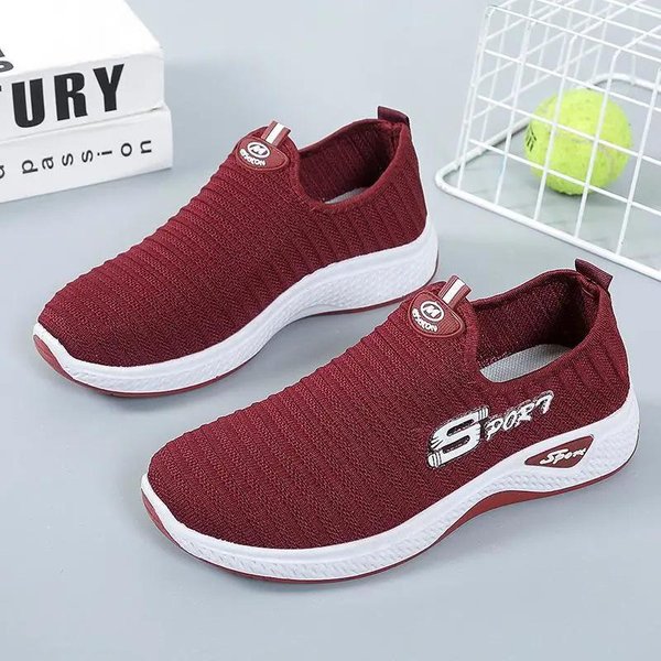 Nowe Buty Sportowe Damskie Wsuwane Modne Codzienne Buty Siateczkowe OddychająCe Letnie MięKka Podeszwa Buty Do Biegania 37 Gray-image
