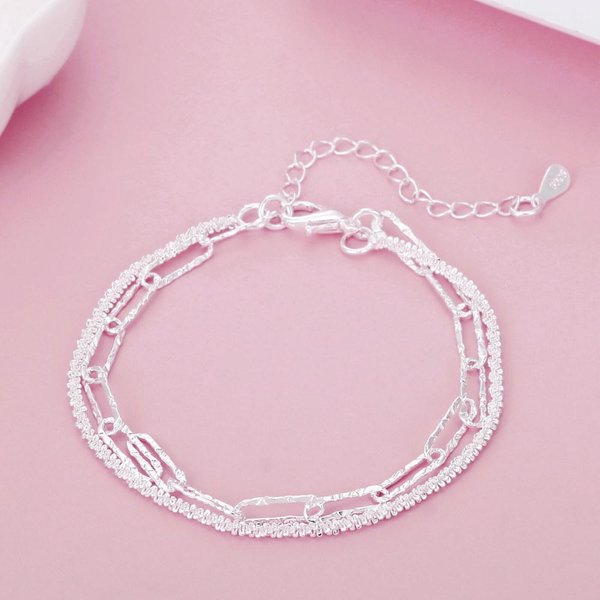 Wyprzedaż ŁAńCuszek Ze Srebra PróBy 925 Solidna Bransoletka Dla Kobiet MęSka Zawieszka Prezent Na Imprezę ŚLubna BiżUteria Modowa 20CM White-image
