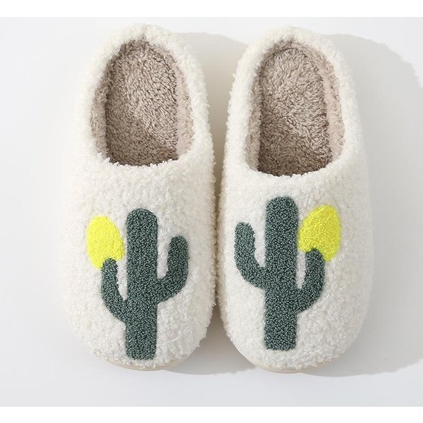 Zapatillas De AlgodóN Con Suela Gruesa Para Hombre Y Mujer, Zapatos Antideslizantes, CóModos, Hogar, Cactus, CáLidos, Pareja, Invierno, Estilo Nuevo 37-38 Gray-image