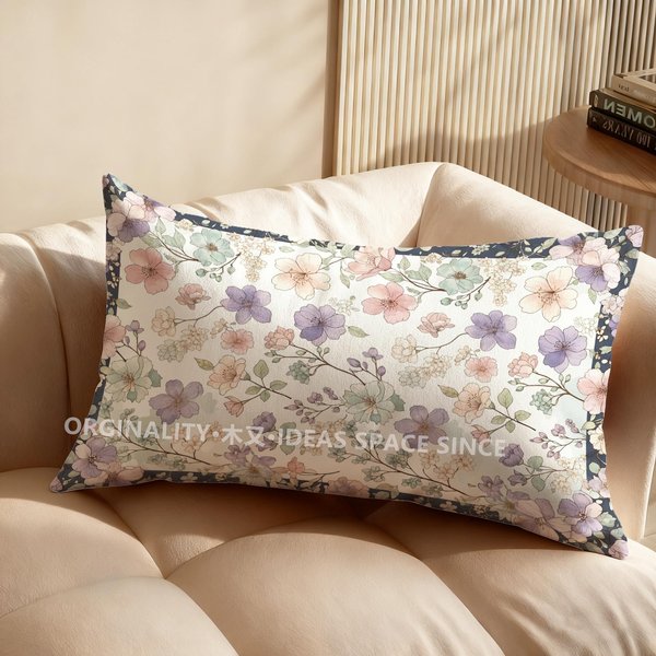 Funda De Almohada Floral De Abeja Y Mariposa Adecuada Para Sofá, Dormitorio, Coche, Funda De Almohada, CojíN, CojíN Rectangular Para Respaldo 50X70Cm-image