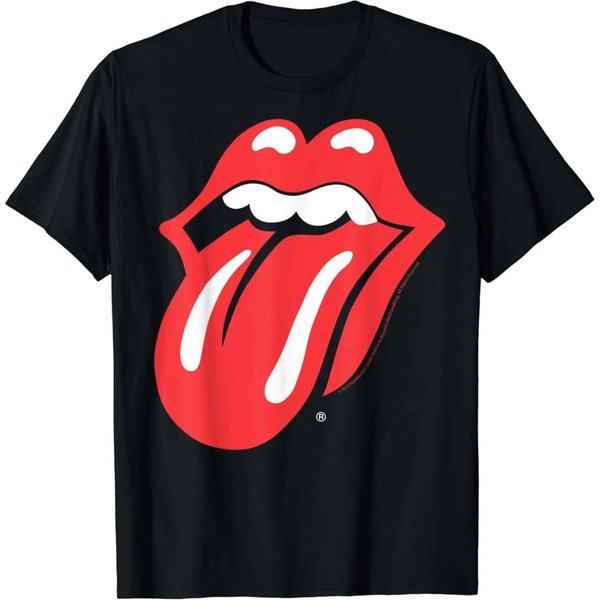 Camiseta Oficial Rolling Stones Lengua CláSica Tops Camiseta Unisex Hombre Mujer 100% AlgodóN 2XL Black-image