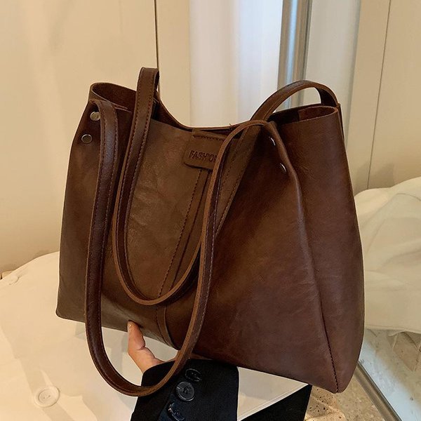 Bolso Grande De Textura Para Mujer En OtoñO E Invierno Nuevo Bolso De Hombro Y Bajo Brazo VersáTil Retro Bolso De Mano Para Viajar Black-image