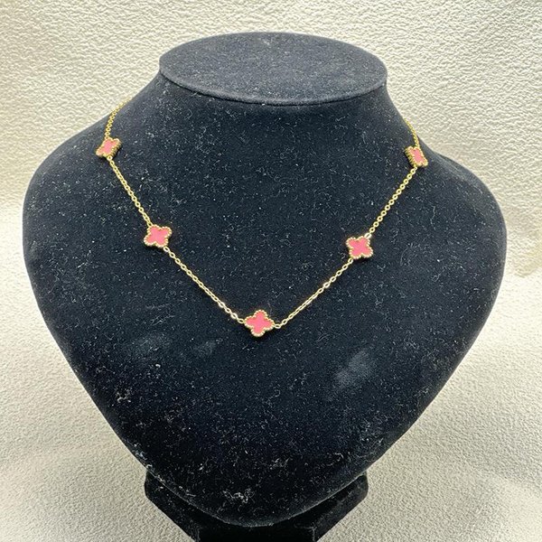 Nuevo Collar De TréBol De Cuatro Hojas De Cinco Flores De 13 Mm No Se Desvanece VersióN Alta Cadena Para ClavíCula De Acero De Titanio De 11 Mm JoyeríA 13Mm-image