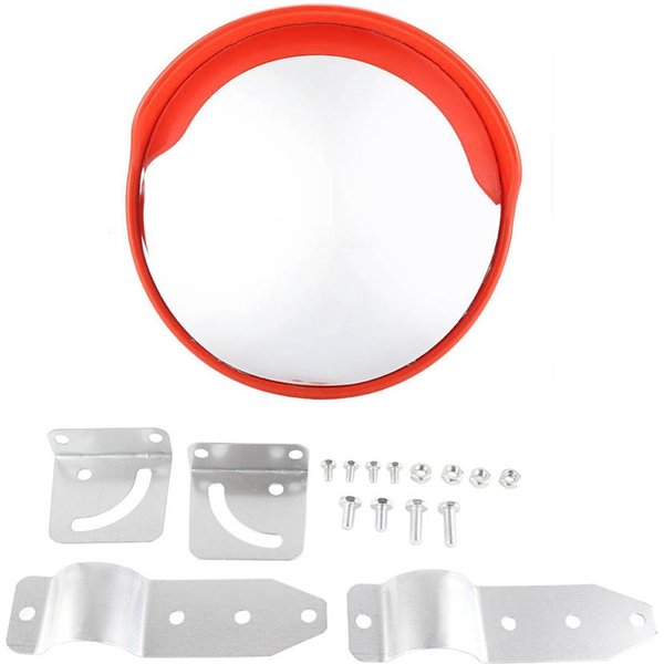 Espejo De TráFico Convexo De Seguridad Vial Para Entrada De VehíCulos De ÁNgulo Amplio De 30 Cm Con Accesorios De Montaje Negro-image