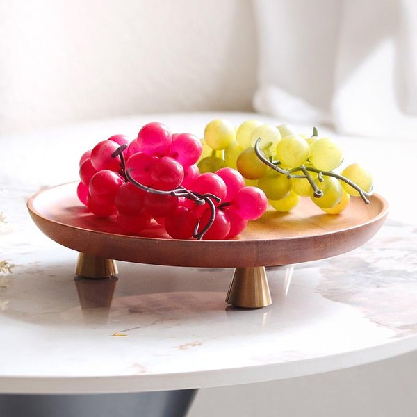 Casa Modelo De Lujo Ligero NóRdico Paleta De Madera Hogar B&B DecoracióN De Madera Maciza Plato De ExhibicióN De Gama Alta Estante De Almacenamiento Platos De Fruta Adornos-image