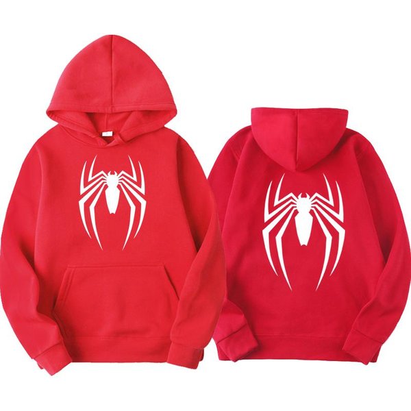 MęSka Bluza Z Kapturem Street Fashion Spider Print Bluza Z Polaru Damska LuźNa, Swobodna, Zabawna, LuźNa Bluza Z Kapturem Spiderman Odzież MęSka M Czerwony-image
