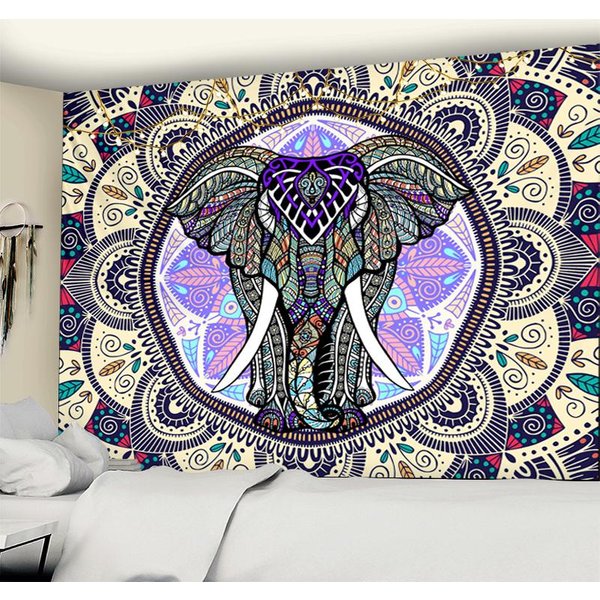 Mandala SłOń Gobelin WisząCy Na ŚCianie Czeski Indyjski Abstrakcyjny Psychodeliczny WzóR Druk TłO Tkanina WystróJ Domu 150X150Cm-image