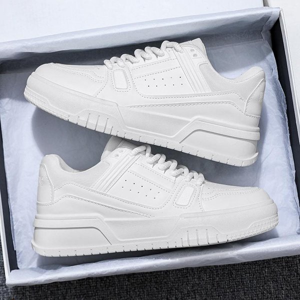 Zapatos Deportivos Blancos VersáTiles De Moda Para Hombre Plataforma Suela Gruesa Zapatillas Casuales Transpirables Ligeros Zapatos Para Correr Zapatillas De Tenis 43-image