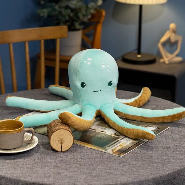 40/60 Cm Pulpo Azul SimulacióN Juguete De Peluche MuñEca Hecha A Mano Dibujos Animados Anime CojíN Lindo DecoracióN Del Hogar CumpleañOs Infantil Gi-image