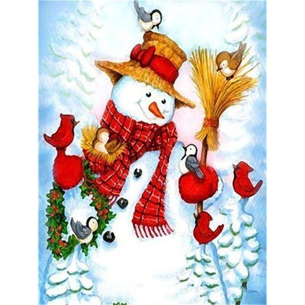 Pintura De Diamantes MuñEco De Nieve Navidad Dibujo Animado Redondo Taladro Completo Bordado Punto De Cruz 20X30CM-image