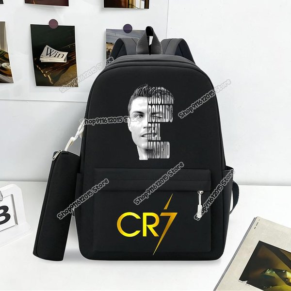 Plecak Studencki Cristiano Ronaldo CR7 Plecak PodróżNy Dla NastolatkóW PiłKarz DużA Pojemność Plecak Szkolny Dla ChłOpca Plecak Outdoorowy-image