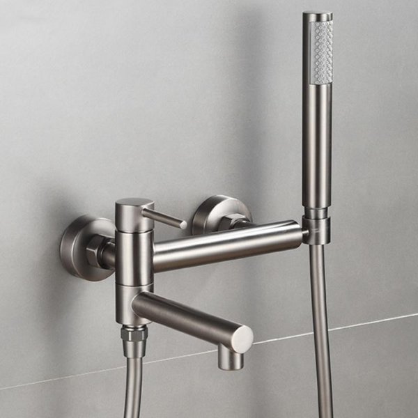 Grifo De BañEra Ducha BañO Con CañO Giratorio Y Ducha De Mano LatóN Montado En La Pared Mezclador De Agua FríA Caliente Grifo De BañO-image