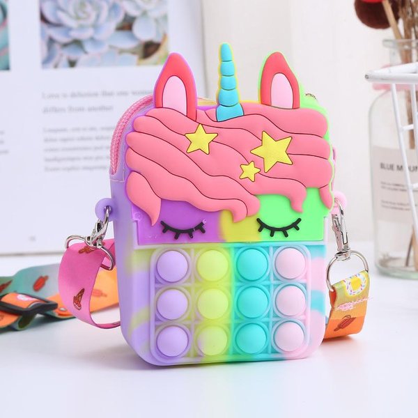 Zabawki Dziewczynki Silikonowy Kawaii JednorożEc Torba Na Ramię Portmonetka DziecięCa OdstresowująCa Fidget Redukcja Stresu Autyzm Torebka Juguete-image