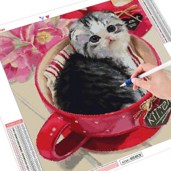 DIY 5D Pintura De Diamante Gato Diamante Bordado Animales Diamantes De ImitacióN ImáGenes Diamante Redondo Completo 30X30-image