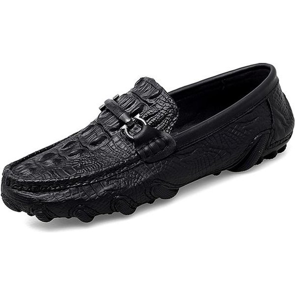 Mocasines De Hombre Cuero Genuino Zapatos Italianos Para Conducir Casual MocasíN Zapatos De Hombre Casual Borlas Slip On Mocasines Talla Grande 38 -47 46 Black-image