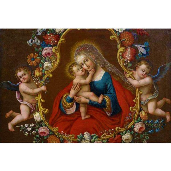 5D Diy Diamentowy Haft NajśWięTsza Maryja Panna śCieg KrzyżYkowy W PełNi OkrąGłY Obraz Diamentowy 30X40CM-image