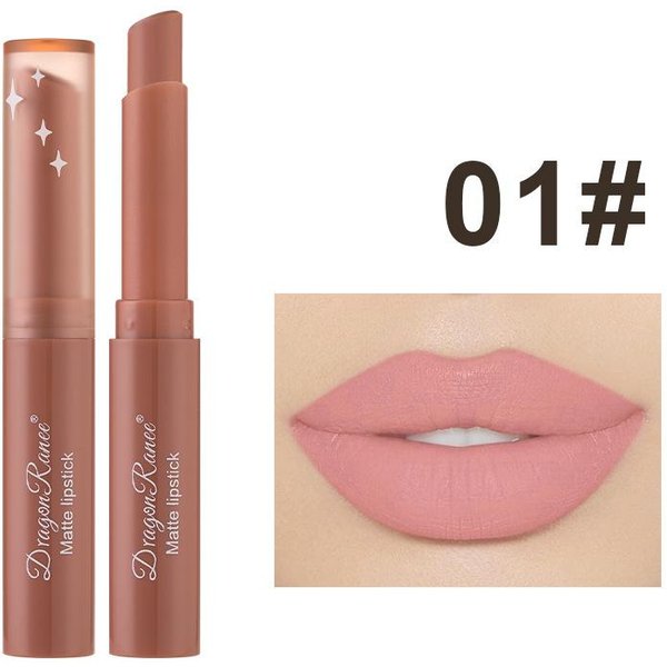 1Pc Nude Matowa Szminka Wodoodporne, DłUgotrwałE Pomadki Do Ust Nie BlaknąCe Seksowne Czerwone Aksamitne Szminki Damskie Kosmetyki Do MakijażU 1# Beige-image