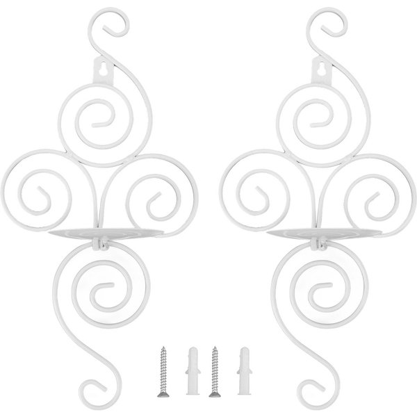 2 Juegos Portavelas De Pared Plegable Estilo Europeo Espiral Hierro Forjado Colgante De Pared Candelabro Blanco-image