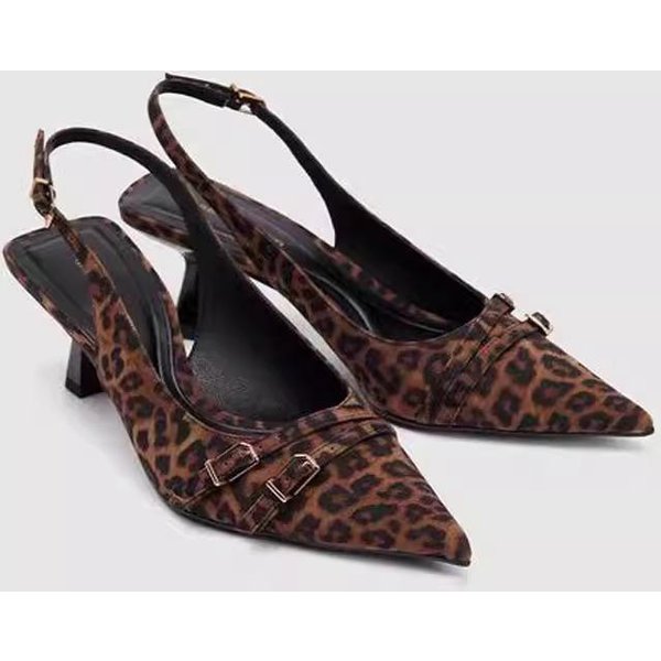 Zapatos De Mujer Baotou Sandalias De Mujer Moda Estampado De Leopardo Oficina Y Trabajo Venta Caliente Tacones De Talla Grande Mujer 42 De ImpresióN De Leopardo-image