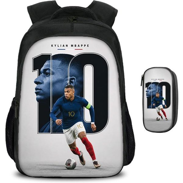 M-Mbappe Mochila De Doble Capa Estrella Del FúTbol Set De 2 Piezas Mochila, Bolsas De Lapiceros Deportivas Bolsas Escolares Mochila Escolar Para NiñOs Rucksack-image