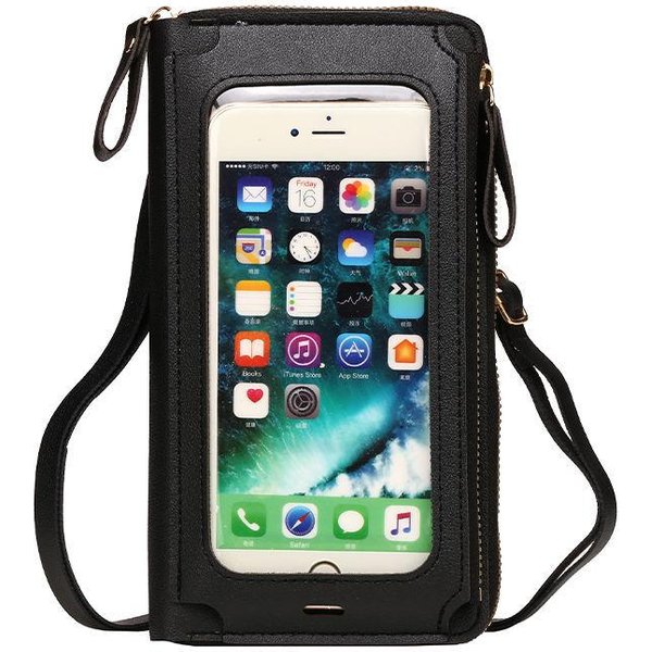 Bolsos Bandolera Para Mujer Bolso Para TeléFono MóVil Con Pantalla TáCtil Bolso De Hombro De Moda Monedero Mini MóVil Tarjetero Bolso De Mano Para Mujer Black-image