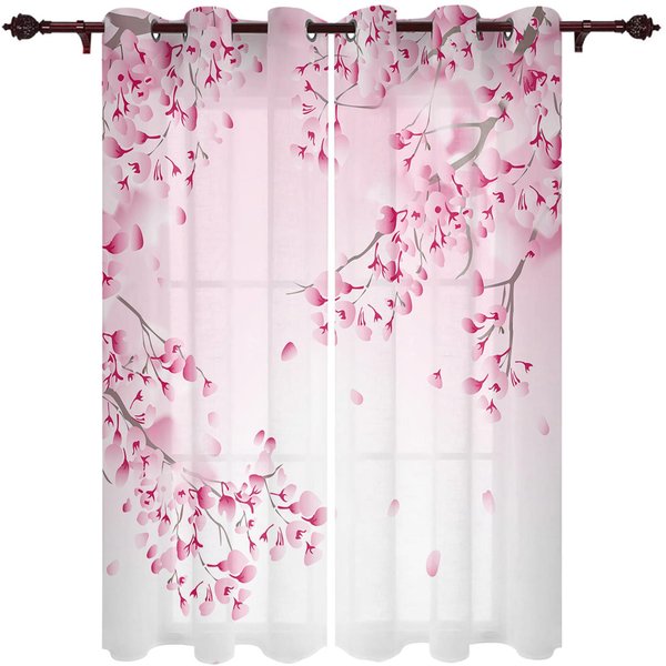 JapońSki Styl Sakura Nowoczesne ZasłOny Okienne Do Salonu Sypialni ZasłOna Kuchenna ObróBka ŻAluzje Draperie 135W X 185H(Cm) X1-image
