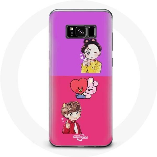 Coque Pour Samsung Galaxy S8 BTS BT21 Cooky Et Tata Bangtan V Et Jungkook Fanart - Maniacase Negro-image