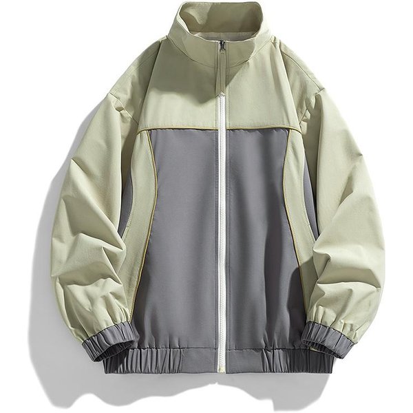 Chaquetas Para Hombre, Cuello Alto, Chaquetas De Cuello Redondo, Primavera, OtoñO E Invierno Para Hombre, CombinacióN De Colores De Moda, Tops Casuales VersáTiles Para Hombre 4XL Beige-image