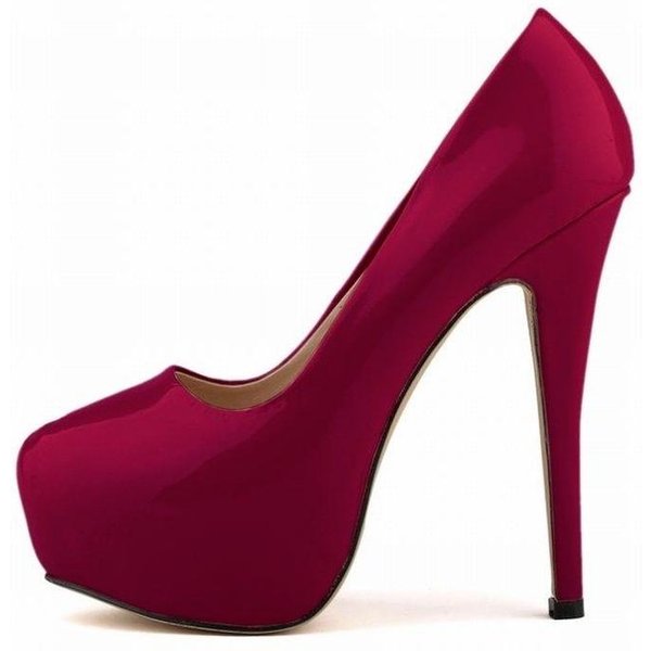Damskie Szpilki 14Cm OkrąGłE Szpilki Talon Femme Seksowne Damskie Czerwone Buty śLubne Czarne Obcasy Na Platformie DużY Rozmiar 44 43-image