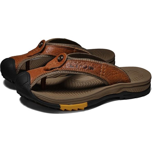 Sandalias De Cuero Para Hombre Para La Playa, Sandalias Deportivas Informales Con Punta Cerrada Para Verano, Antideslizantes, Suaves, Para Senderismo Y Vadeo 46-image