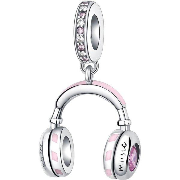 Earphone De Cobre AutéNtico Colgante Rosa Diamante Pieza Encanto Adecuado Para Decoraciones AutéNticas De Charms Pandora Pulseras JoyeríA Femenina CreacióN Regalo-image