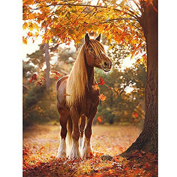 Bordado De Diamantes Caballo De OtoñO 5D DIY Pintura De Diamantes Mosaico Completo De Diamantes ImáGenes DecoracióN Del Hogar 30X40CM-image