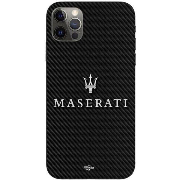 Etui - Maniacase - Iphone 15 Pro Max - Maserati - BiałE TłO Karbonowe - Sztywny Silikon-image