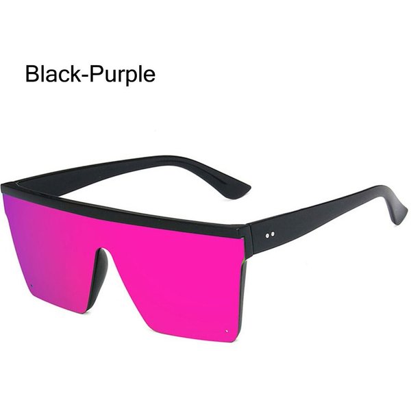 Gafas De Sol Oversize De Moda Una Pieza ProteccióN UV400 Parte Superior Plana Gafas De Sol Para El Sol Montura Grande Con Forma Gafas Para Para Mujeres Y Para Hombres Black-image