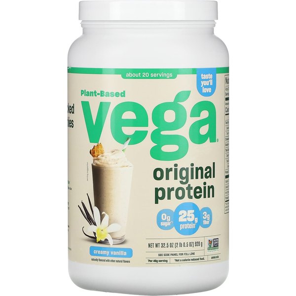 Vega, ProteíNa Original De Origen Vegetal, Vainilla Cremosa, 2 Lb 0.5 Oz (920 G)-image
