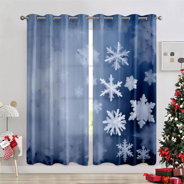 Cortinas De Coche MuñEco De Nieve NavideñO Estilo Europeo Americano Rojo Sala De Estar Dormitorio BalcóN DecoracióN De Ventana Cortinas 2 Paneles 50W130H(Cm)X2Pcs&Hook-image