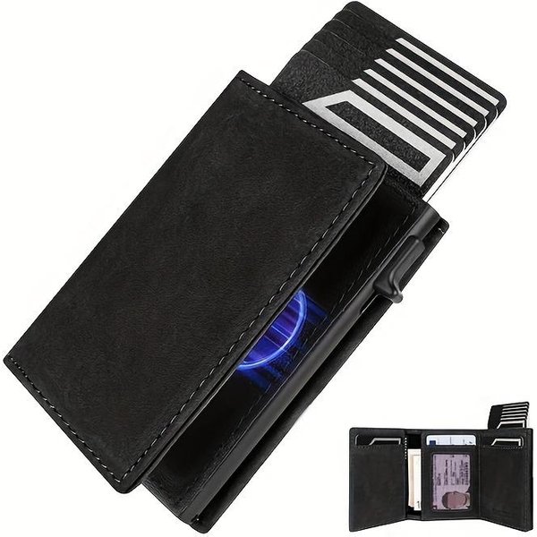 Billetera Delgada Con Monedero Billetera Para Tarjetas De CréDito Para Hombre Con Cierre MagnéTico ProteccióN Rfid Billetera Para Hombre-image