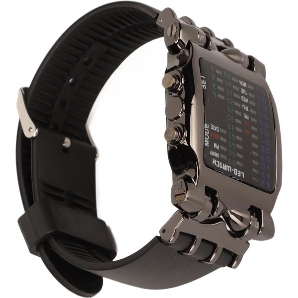 Reloj Binario Forma De Cangrejo Binario LED Colorido Pantalla Digital Correa De Silicona Reloj ElectróNico Para NiñOs Hombres Black-image