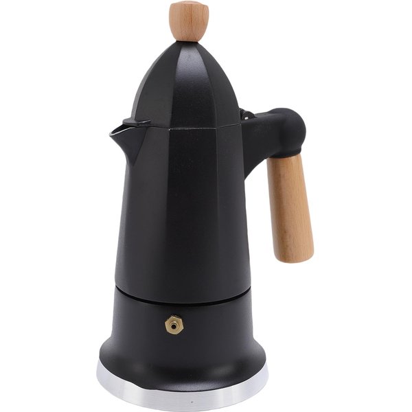 Cafetera De Estufa 3 Tazas VáLvula ÚNica AleacióN De Aluminio Percolador Cafetera Olla Con Mango De Madera Para Uso DoméStico-image