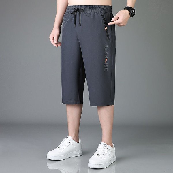 Pantalones Cortos De Seda De Hielo Para Hombre, De Secado RáPido, Holgados, Rectos, Informales, Deportivos, De Verano 2XL Gris-image