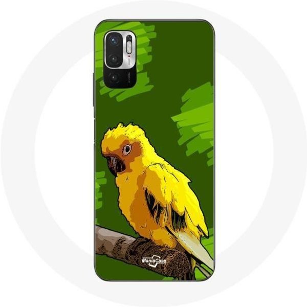 Funda Para Xiaomi Poco M3 Pro Periquitos Amarillo Fondo Verde-image