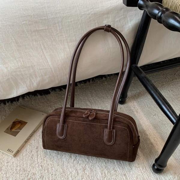 Bolso Baguette Retro, Bolso Almohada Simple, Bolso Simple De Axila, Bolso Monohombro Moderno Y Casual Para Mujer Café-image