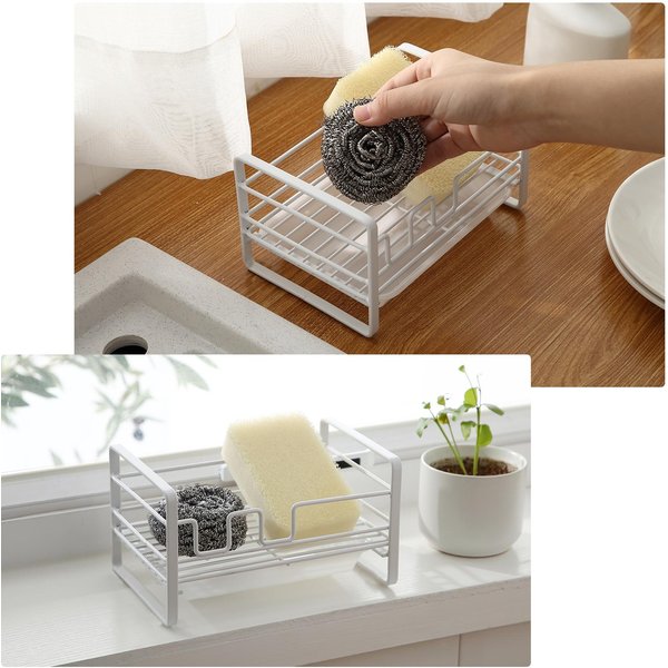 Soporte Para JabóN Esponja Cepillo Caddy De JabóN Para Cocina Estante Para Esponjas De Encimera Con Bandeja De Drenaje ExtraíBle Organizador De Fregadero JabóN-image