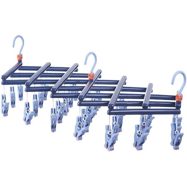Tendedero Plegable De PláStico Con MúLtiples Cabezales, MúLtiples Pinzas, Colgador Para Calcetines, Ropa Interior, Cortavientos, Multifuncional-image