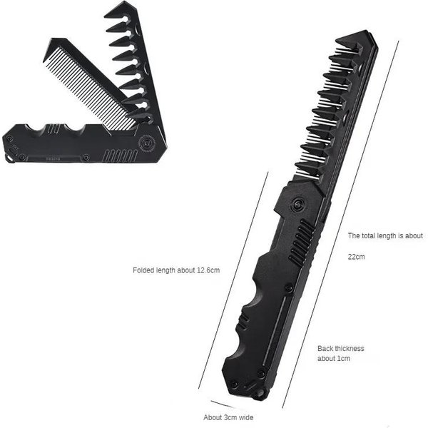 Peines Plegables De Bolsillo De PláStico Multifuncionales PortáTiles Peines Para Barbero Hombres Cabeza De Aceite Peines Para Barba Peines De Dientes Anchos Para Peinar El Cabello Negro-image