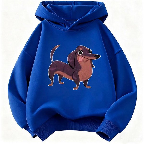Jamnik Zabawna Bluza DziecięCa Bluza Z Kapturem Dla ChłOpcóW DziewcząT Casualowe Bluzy Ubrania Y2K 110 Blue-image