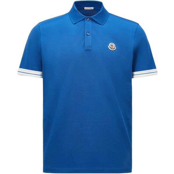 Moncler SS25 Logo CóModo Sencillo Casual Manga Corta Camisa Polo Hombre Camisas Polo Azul K1-091-8A00027-89ALK-793 L Blue-image