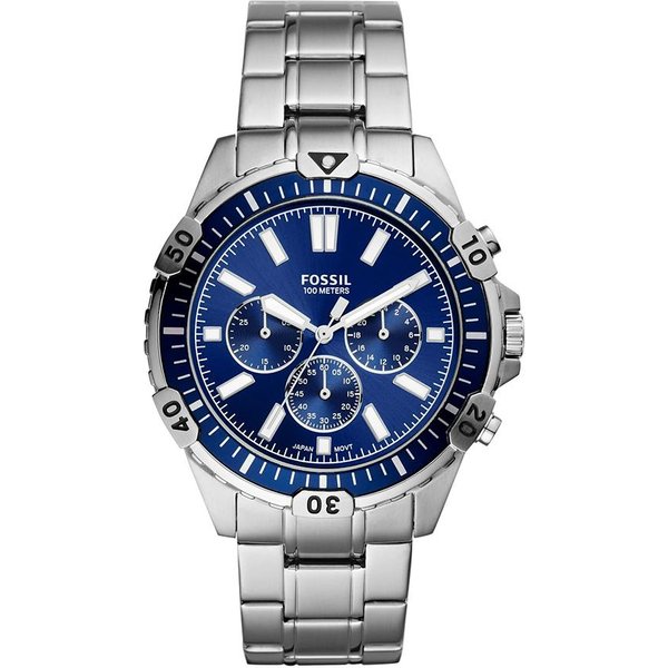 Reloj CronóGrafo Para Hombre Fossil Garrett - Esfera Azul Correa De Acero Inoxidable FS5623 Plata-image
