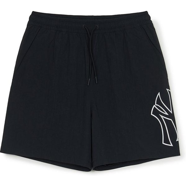 MLB New York Yankees Simples CóModos Deportivos Tejidos Frescos Casuales Pantalones Cortos Pantalones Cortos Unisex Negro 3ASMB0753-50BKS S White-image